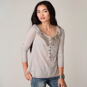 Free People Diego Thermal Henley Long Sleeve Top Medium